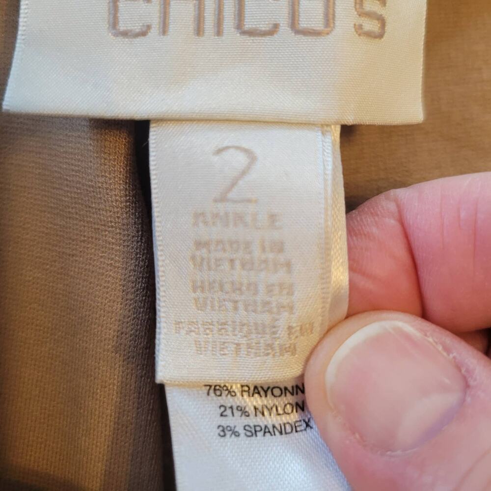 Chico's Ankle Pants Women's 2/L Camel Ponte Pull On Classic Old Money Heritage - Picture 5 of 9